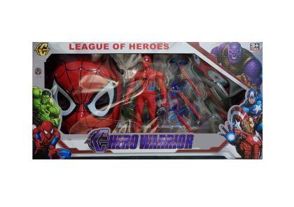 Комплект маска с фигурка Спайдърмен Hero Warrior