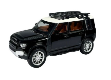 Метален джип Land Rover Defender със звук и светлини 1/22 черен