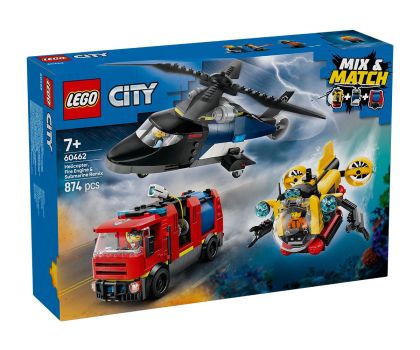 Конструктор LEGO City 60462 Хеликоптер, пожарна кола и подводница 