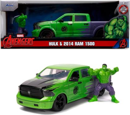 Метален джип пикап Ram 1500 с фигурка Hulk Jada 253225029 - 1:24 