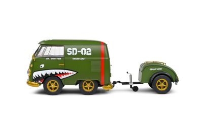 Метален бус Volkswagen Transporter T1 Kool Kombi Army Fighter 1950 SOLIDO 1:18 - 1810603
