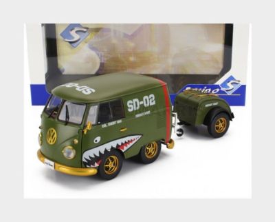 Метален бус Volkswagen Transporter T1 Kool Kombi Army Fighter 1950 SOLIDO 1:18 - 1810603