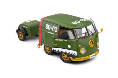 Метален бус Volkswagen Transporter T1 Kool Kombi Army Fighter 1950 SOLIDO 1:18 - 1810603