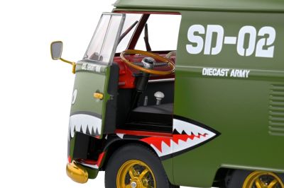 Метален бус Volkswagen Transporter T1 Kool Kombi Army Fighter 1950 SOLIDO 1:18 - 1810603