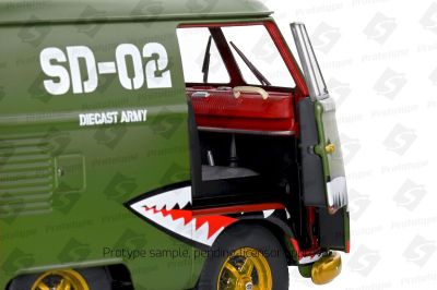 Метален бус Volkswagen Transporter T1 Kool Kombi Army Fighter 1950 SOLIDO 1:18 - 1810603