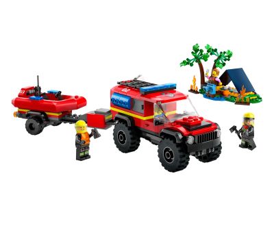Конструктор LEGO City Fire 60412 Пожарникарски камион 4x4 със спасителна лодка
