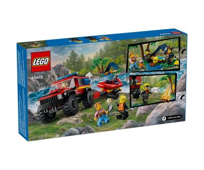 Конструктор LEGO City Fire 60412 Пожарникарски камион 4x4 със спасителна лодка
