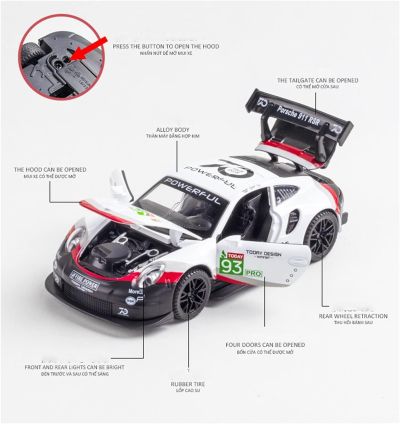 Метална кола Porsche 911 GT3 RS 1/32 бял