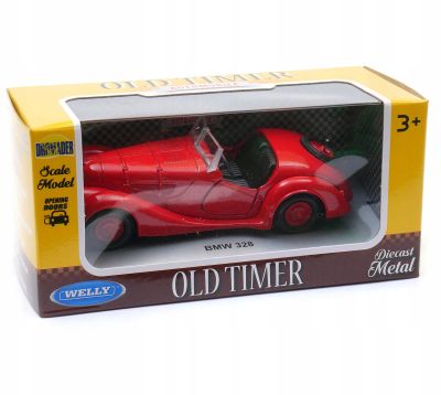 Метален ретро автомобил BMW 328 Red Welly 1:34   