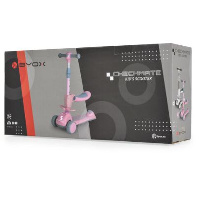Сгъваема тротинетка със седалка Byox Checkmate Lace-Pink