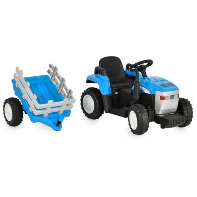 Детски акумулаторен трактор с ремaрке Dallas син