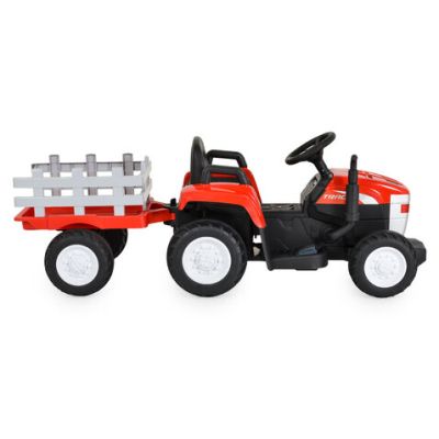 Детски акумулаторен трактор с ремaрке Dallas червен