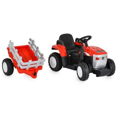 Детски акумулаторен трактор с ремaрке Dallas червен