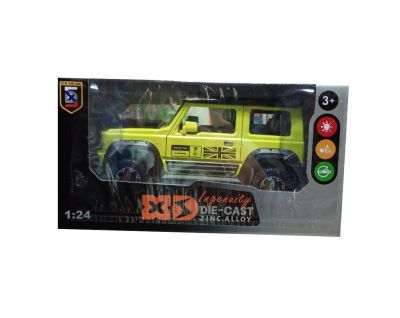 Метален автомобил SUZUKI Jimny Off-Road SUV със звук и светлини 1/24 жълт