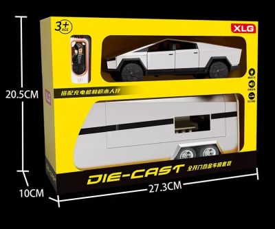 Метален автомобил Tesla Cybertruck с каравана със звук и светлини 1/24 