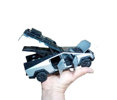 Метален автомобил Tesla Cybertruck с каравана със звук и светлини 1/24 