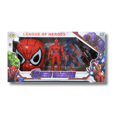 Комплект маска с фигурка Спайдърмен Hero Warrior
