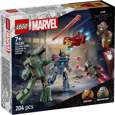 Конструктор LEGO Marvel 76320 Железния човек и Бойна машина срещу дроновете на Хамър 
