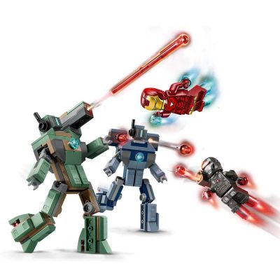 Конструктор LEGO Marvel 76320 Железния човек и Бойна машина срещу дроновете на Хамър 