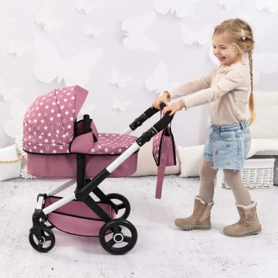 Количка за кукли XEO с чанта розова BAYER 17076AB  