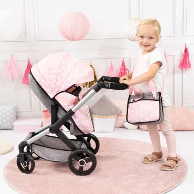 Количка за кукли XEO с чанта розово-сива BAYER 17030AA