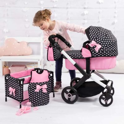 Количка за кукли XEO с легло, спален чувал, прибори BAYER 17060AB 