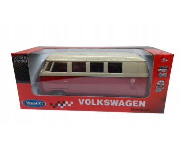 Метална кола Volkswagen Classical Bus T1 1963 red Welly 1:34