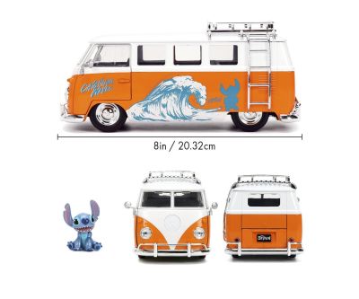 Метален автомобил VW Bus 1961с фигурка Stitch 1:24 Jada 9336340