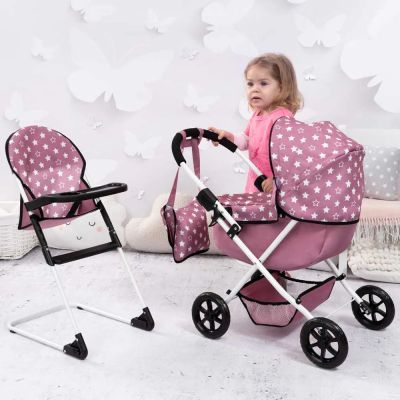 Количка за кукли с чанта COSY и столче за хранене BAYER 13776AB