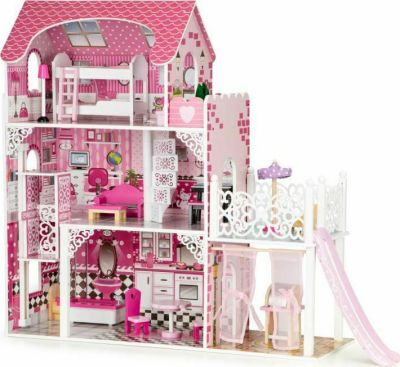 Дървена къща за кукли 3 нива и тераса Виктория Wooden TL49059 