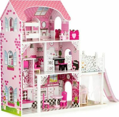 Дървена къща за кукли 3 нива и тераса Виктория Wooden TL49059 