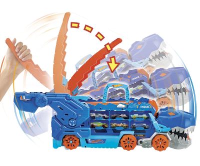 Писта Hot Wheels City 2 в 1 Мега транспортьор с 2 колички или писта T-Rex със звук и светлини Mattel HNG50 