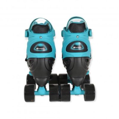 Детски регулируеми ролери/кънки DOUBLE 2 в 1 Тюркоаз M(34-37)