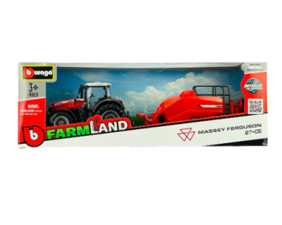 Трактор с ремарке Massey Ferguson 8740S сеносъбирач Burago