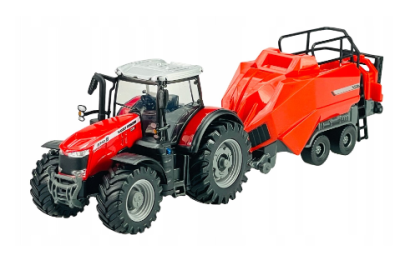 Трактор с ремарке Massey Ferguson 8740S сеносъбирач Burago