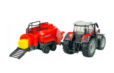 Трактор с ремарке Massey Ferguson 8740S сеносъбирач Burago