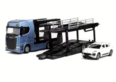 Метален камион автовоз SCANIA S730 с Porsche Bburago 1/43 