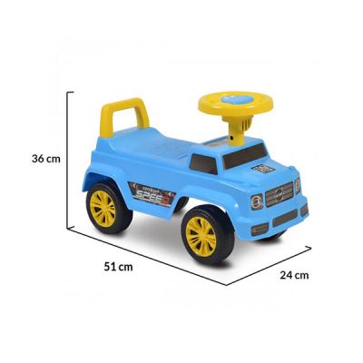 Детска кола за яздене и бутане Speed синя 