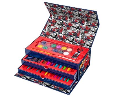 Комплект за рисуване в триетажно куфарче Спайдърмен