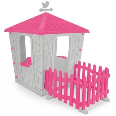 Градинска каменна къща с ограда Pilsan 06443 сив/розов