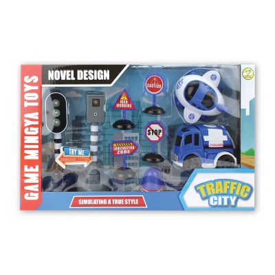 Комплект колички със знаци и светофар