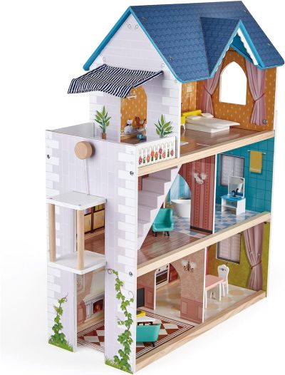 Дървена къща за кукли с LED светлина Hape H841432