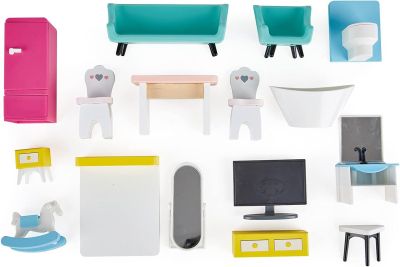 Дървена къща за кукли с LED светлина Hape H841432