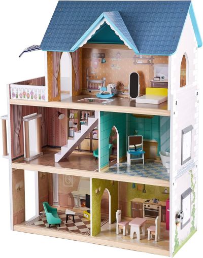 Дървена къща за кукли с LED светлина Hape H841432