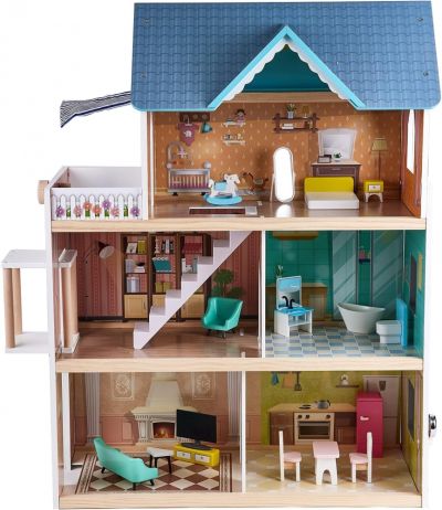 Дървена къща за кукли с LED светлина Hape H841432