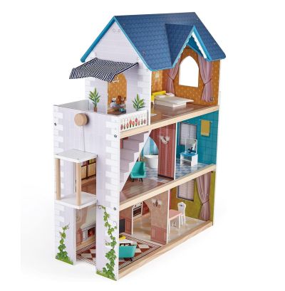 Дървена къща за кукли с LED светлина Hape H841432