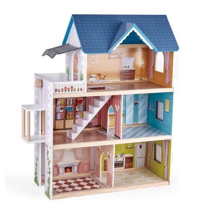 Дървена къща за кукли с LED светлина Hape H841432