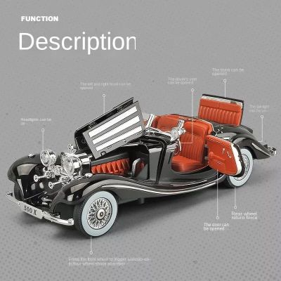 Метален автомобил Mercedes Benz 500K 1/24 черен