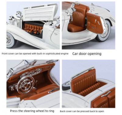 Метален автомобил Mercedes Benz 500K 1/24 сребрист