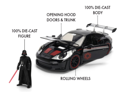 Метален автомобил Porsche 911 Star Wars Darth Vader 1:24 Jada 77314
